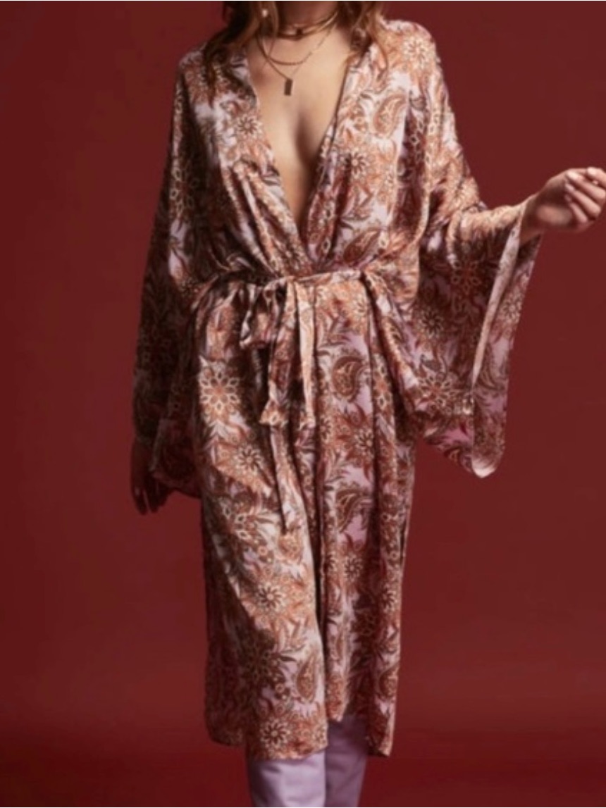 Limited Edition Rue De Seine Silk Bride Paisley Robe Kimono Os — image 5 of 7